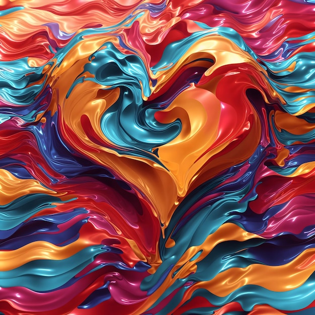 Heart shape color waves abstract shapes around particles color splash color smock color waves