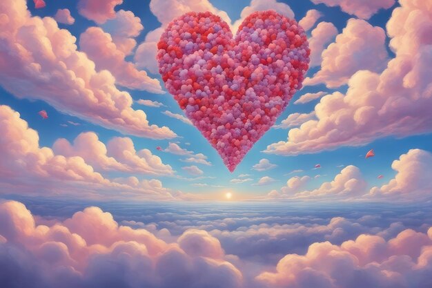 Photo heart shape in the dreamy sky