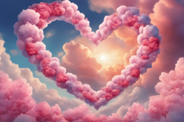 Heart shape in the dreamy sky