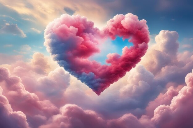 Photo heart shape in the dreamy sky