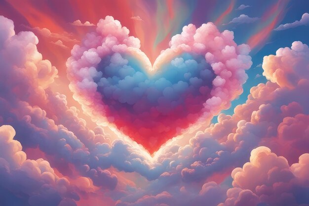 Heart shape in the dreamy sky