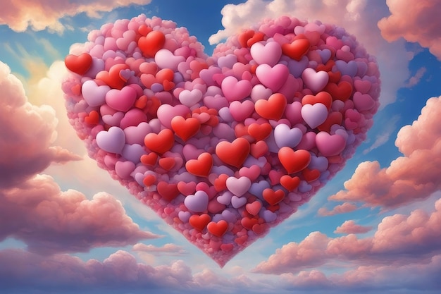 Heart shape in the dreamy sky