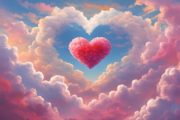 Heart shape in the dreamy sky