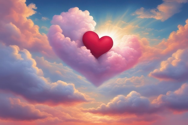 Photo heart shape in the dreamy sky