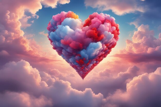 Heart shape in the dreamy sky