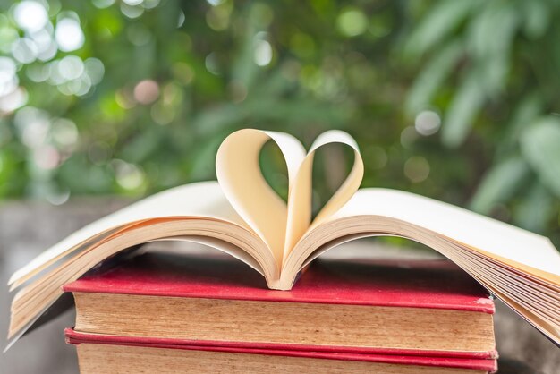 Photo heart shape forming on book