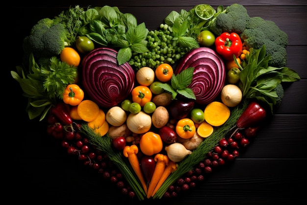 heart shape of fresh vegetables