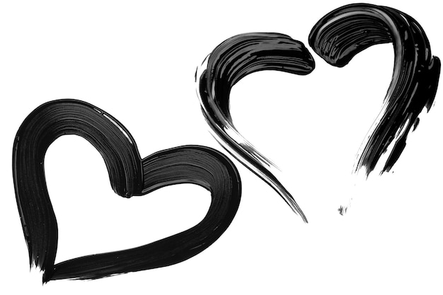 Heart shape from black mascara on white background Beauty product swatch