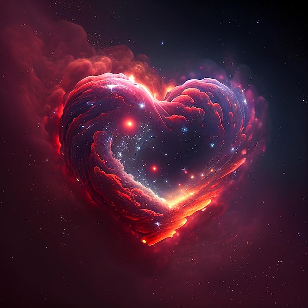 심장 모양의 은하 심장 모형 은하의 상상력 ai 생성 이미지