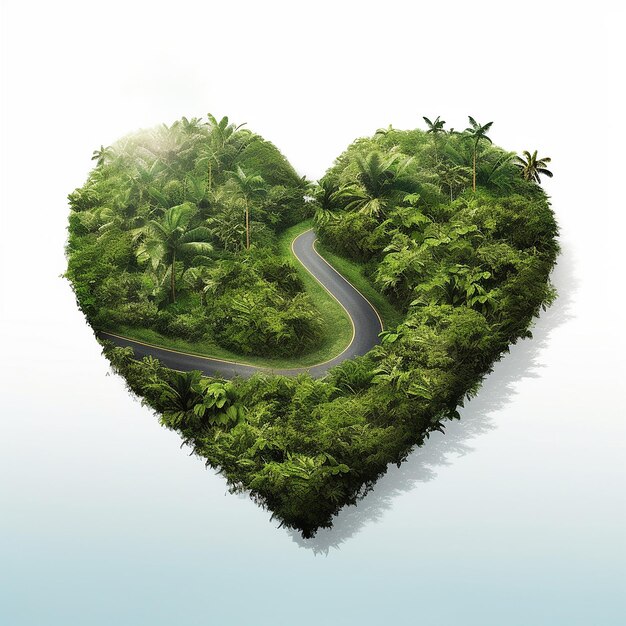 Джунгли или лес в форме сердца Пруд в форме сердца в тропическом лесу День Святого Валентина Природа