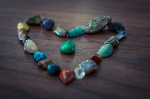 Photo heart shape made of colorful stones