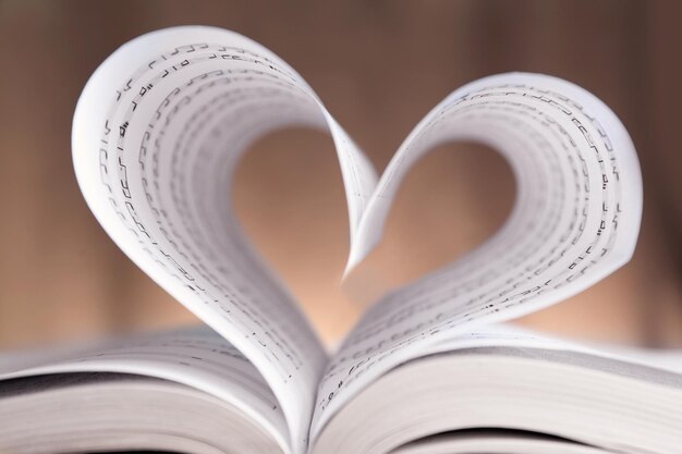 Heart shape made from book pages