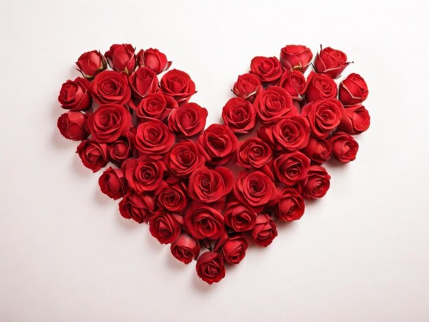 Фото Форма сердца из красных роз день святого валентина на белом фоне