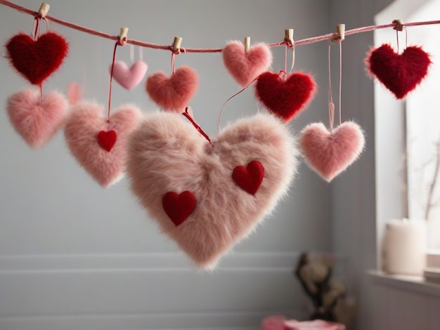 Photo heart shape made of furry fabric with a valentines day theme