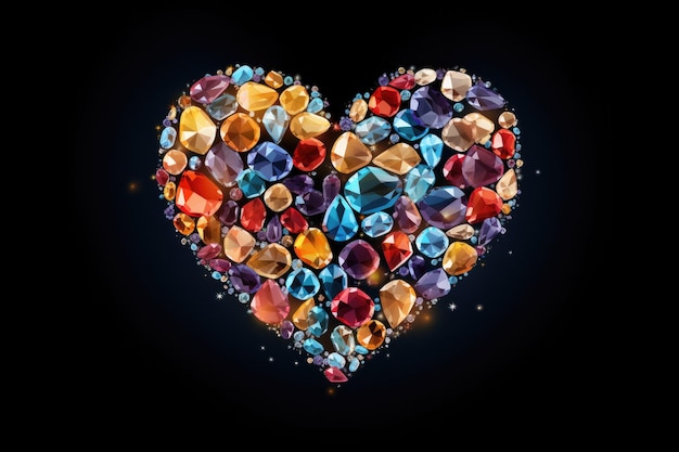 Premium AI Image | A Heart Shape Made Of Gemstones On Isolated Background
