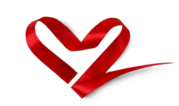 Heart shape made of Red satin ribbon