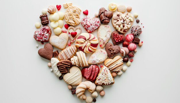 heart shape made of sweets and cookies