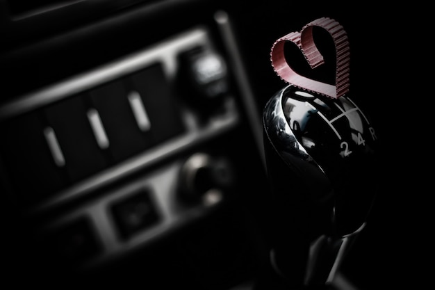 heart shape on manual gearbox in the car