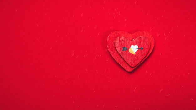 Heart shape on red background