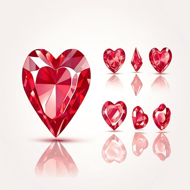 Heart Shape Red Color Diamond love symbol