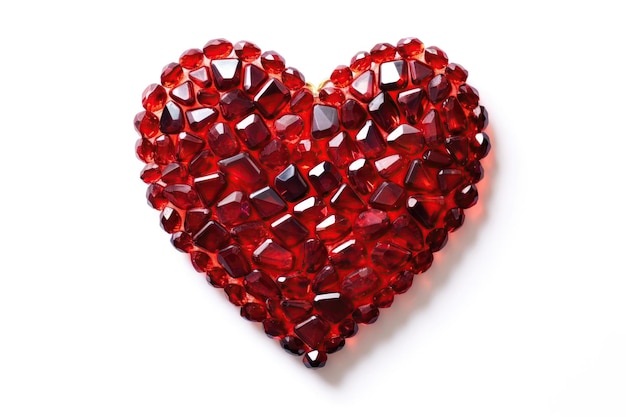 Heart Shape Of Ruby On White Background Generative AI