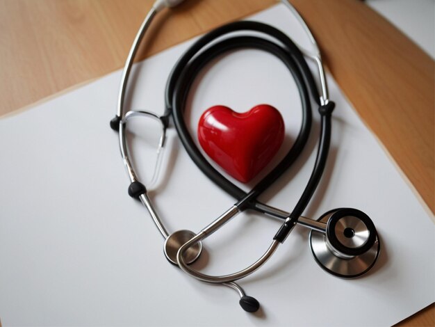 heart shape stethoscope on a table with doctor