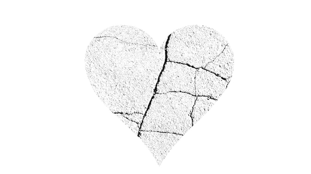 Heart shape with black and white texture isolated on white background