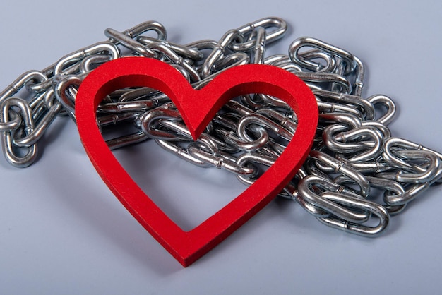 Heart shape with metallic chain around it