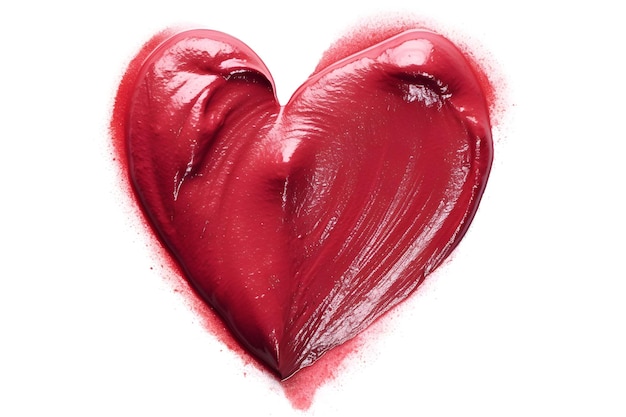 A heart shape with a red lipstick stain.