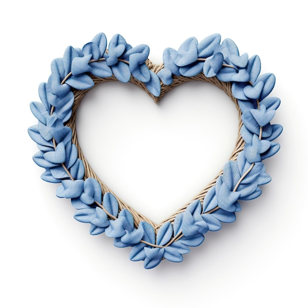 Photo heart shaped in 3d style in blue color on white background