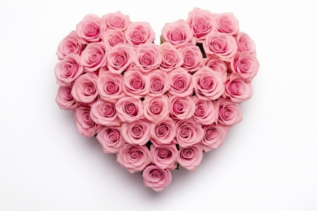 심장 모양 의 분홍색 장미 의 배열