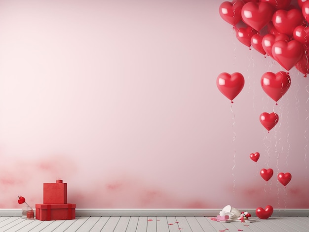 heart shaped balloons and gift boxesValentine's day concept generated ai