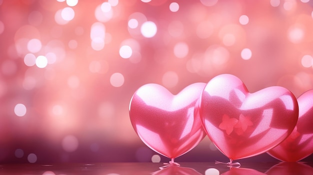 Heart shaped balloons with copy space valentine's day background
