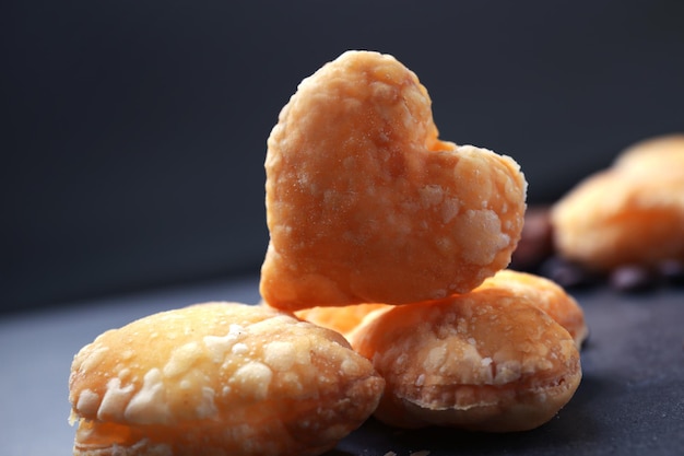 Heart shaped biscuits closeup