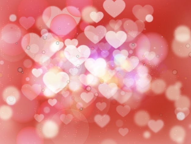 Photo heart shaped bokeh lights with blur background