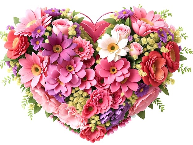A heart shaped bouquet of flowers