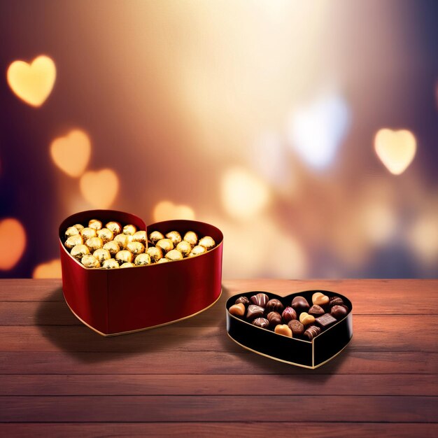 Heart shaped box of chocolates a variety sweet treat to celebrate romance love and Valentines day