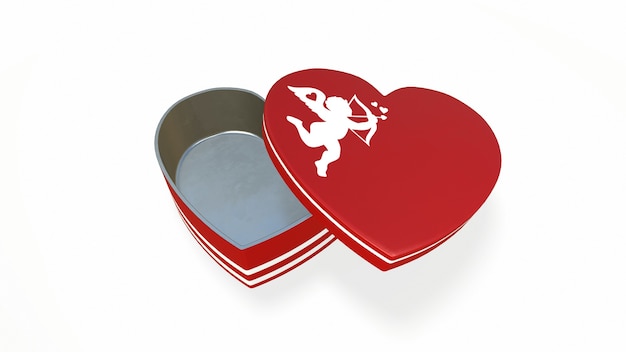 Heart shaped box of chocolates on white background 3drendering