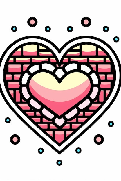 Photo a heart shaped brick wall with a pink heart in the middle ai generative