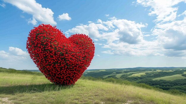 Photo heart shaped bush on top of a hill