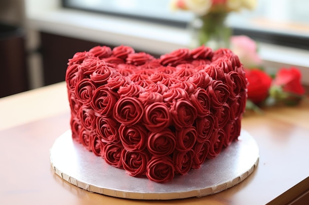 heart shaped cake ai generated