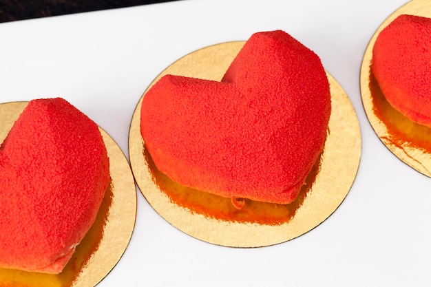 A heart-shaped cake made from red ingredients