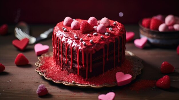 사진 나무 접시 위 에 심장 모양 의 케이크