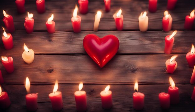 a heart shaped candle with a red heart on the background