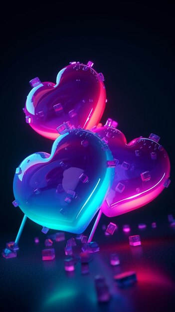 Heart shaped candy in the dark