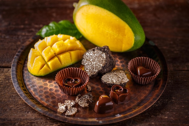 Heart shaped chocolate praline