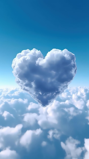 Heart Shaped Cloud in Blue Sky AI Generated