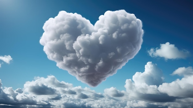 Heart shaped cloud on blue sky