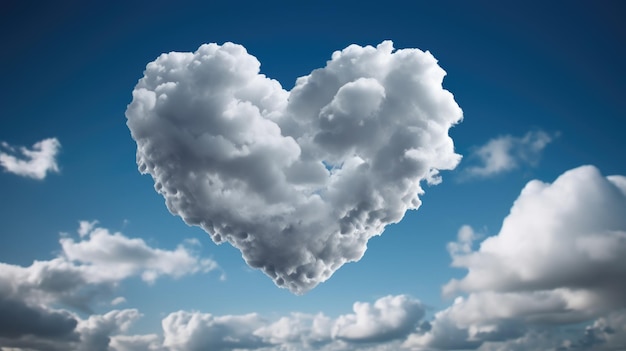 Heart shaped cloud on blue sky