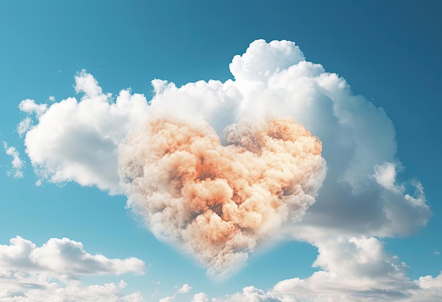 a heart shaped cloud is forming in the sky with a blue behind it